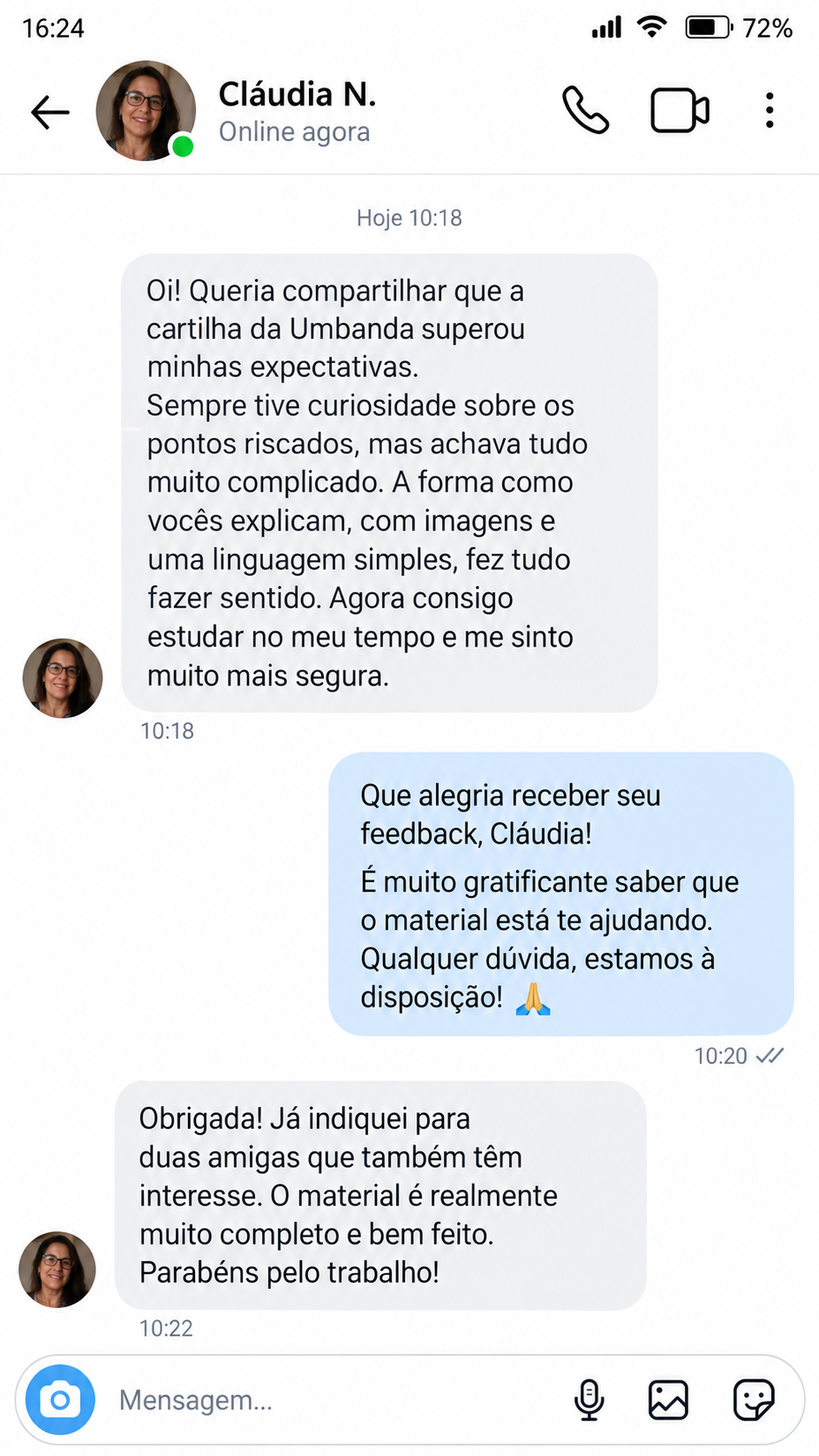 Depoimento 3 de aluno da Cartilha da Umbanda